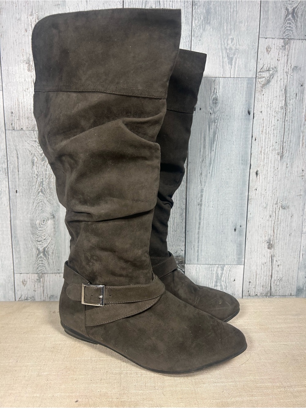 Lexi & Abbie Seville Women's 8 Grey Slouchy Knee High Boots Boho Western Moto